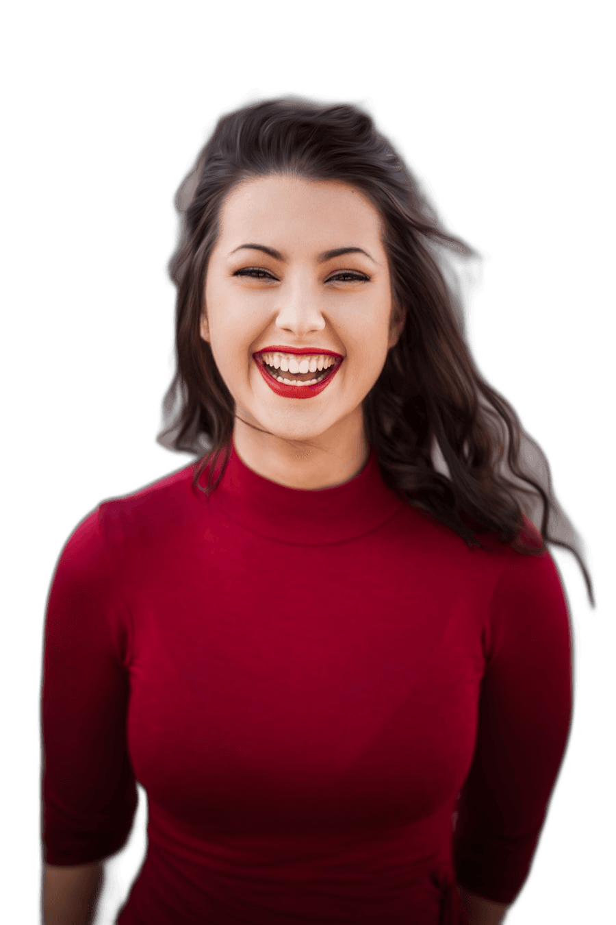 Portrait with background removed showing clean hair edges on transparent PNG