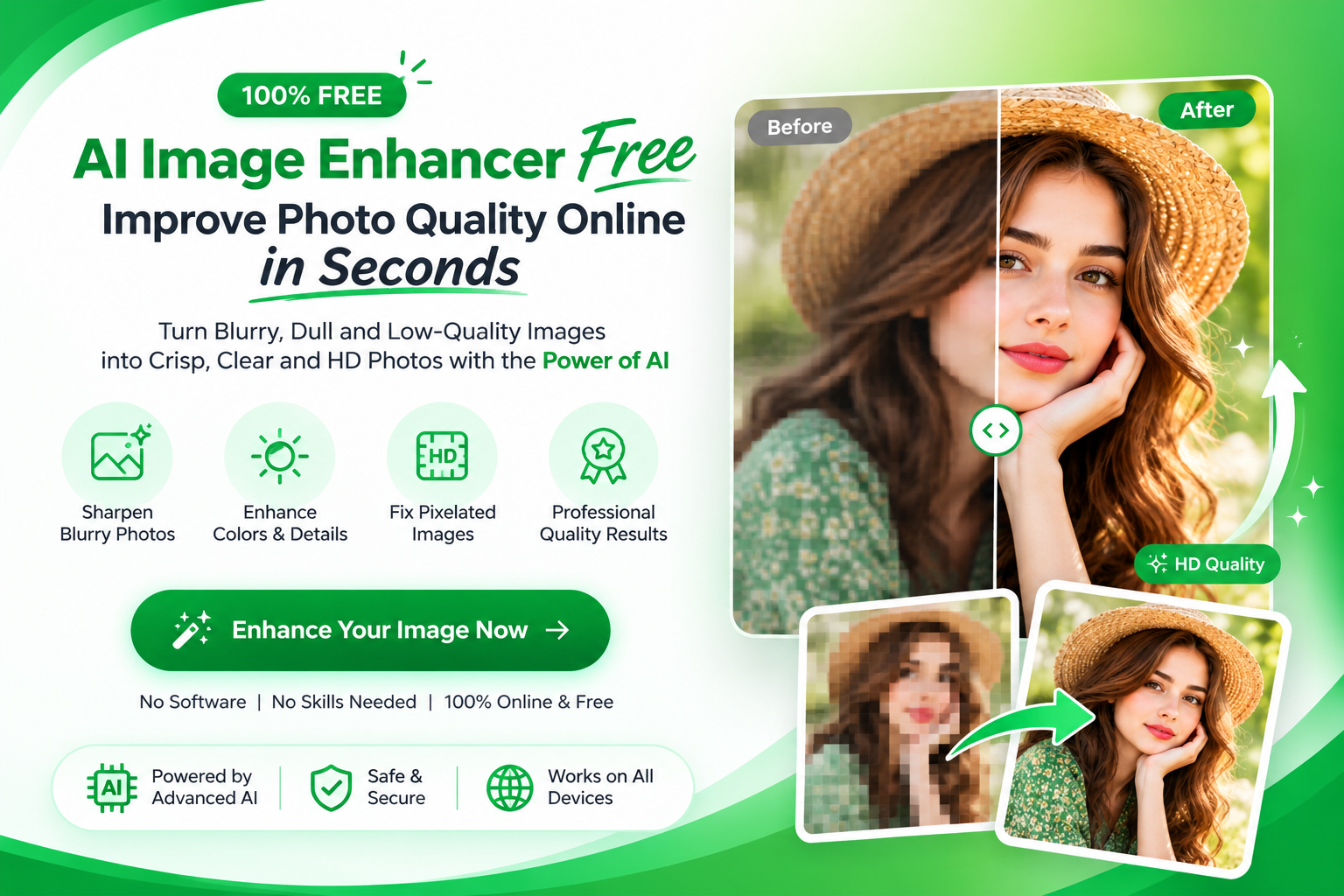 AI Image Enhancer Free Improve Photo Quality Online in Seconds
